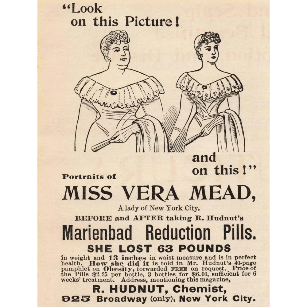 Vintage Marienbad Reduction Pills Print Advertisement Miss Vera Mead Weight Loss